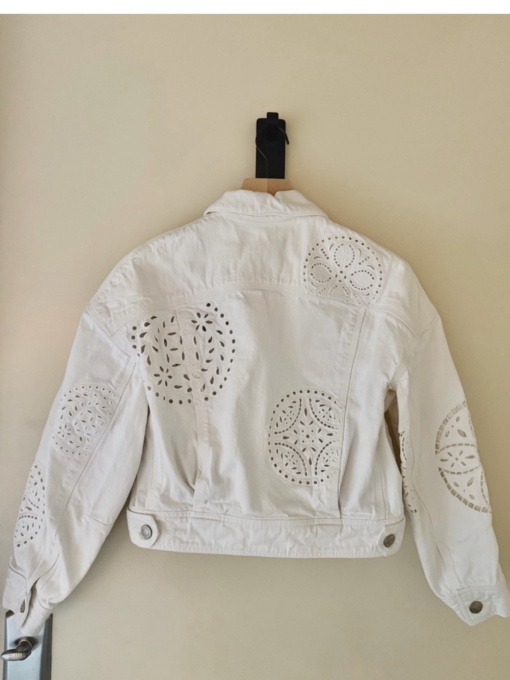 Isabel Marant Rena White Eyelet Embroidered Denim Jacket FR 38 US 6 - Picture 7 of 8